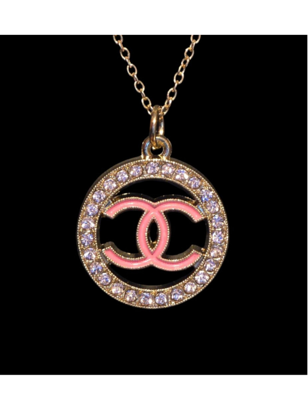 Women's Fashion Necklace Gold & Pink 16"-18"‎